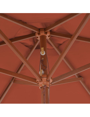 Ombrellone da Esterni con Palo in Legno 270 cm Terracotta