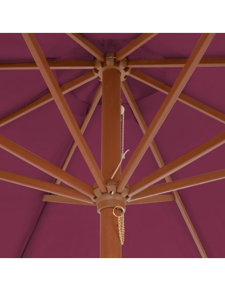 Ombrellone da Esterni con Palo in Legno 300 cm Rosso Bordò