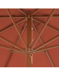 Ombrellone da Esterni con Palo in Legno 300 cm Terracotta