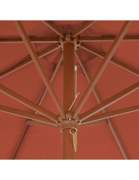 Ombrellone da Esterni con Palo in Legno 300 cm Terracotta