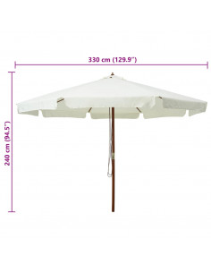 Ombrellone da Esterni con Palo in Legno 330 cm Bianco Sabbia