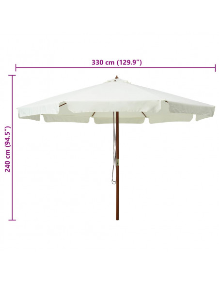 Ombrellone da Esterni con Palo in Legno 330 cm Bianco Sabbia