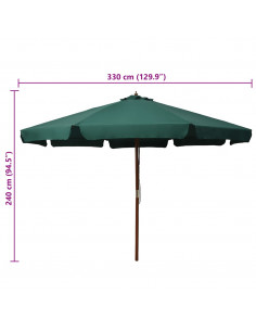 Ombrellone da Esterni con Palo in Legno 330 cm Verde