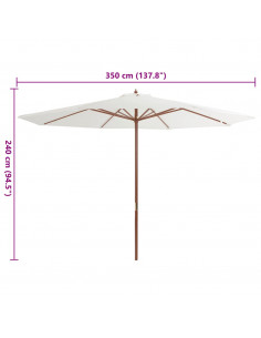 Ombrellone da Esterni con Palo in Legno 350 cm Bianco Sabbia