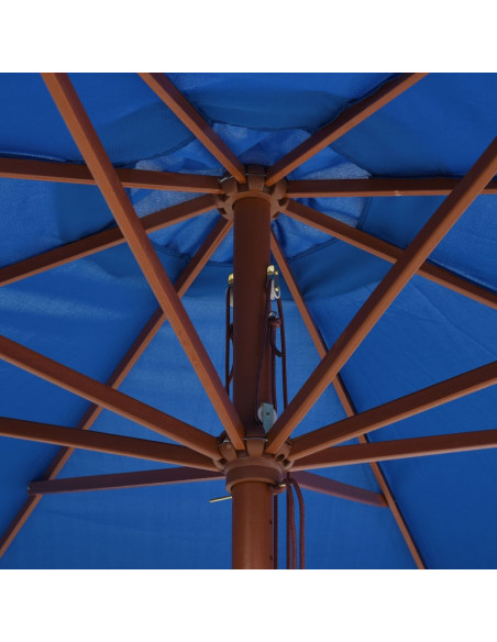 Ombrellone da Esterni con Palo in Legno 350 cm Blu