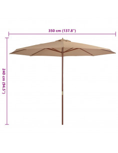 Ombrellone da Esterni con Palo in Legno 350 cm Grigio Talpa