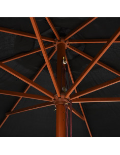 Ombrellone da Esterni con Palo in Legno 350 cm Nero