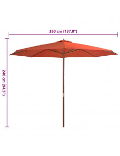 Ombrellone da Esterni con Palo in Legno 350 cm Terracotta