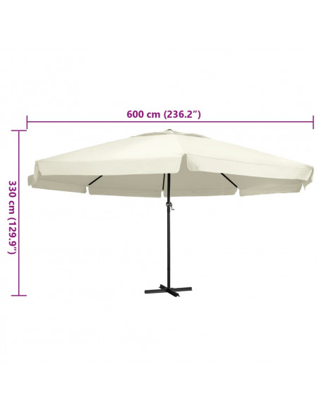 Ombrellone da Esterni Palo in Alluminio 600 cm Bianco Sabbia