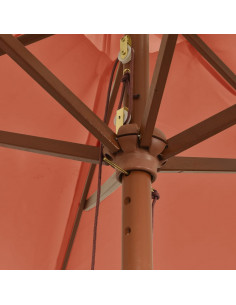Ombrellone da Giardino con Palo in Legno Terracotta 299x240 cm