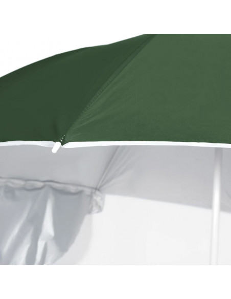 Ombrellone da Spiaggia con Teli Laterali Verde 215 cm