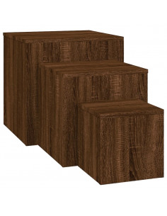 Credenze 3 pz Rovere Marrone in Legno Multistrato 2