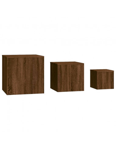 Credenze 3 pz Rovere Marrone in Legno Multistrato