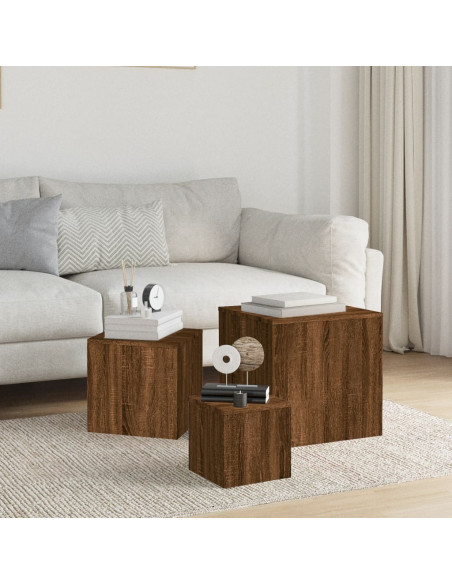 Credenze 3 pz Rovere Marrone in Legno Multistrato