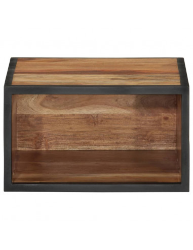 Comodino a Parete 35x35x20 cm in Legno Massello di Acacia