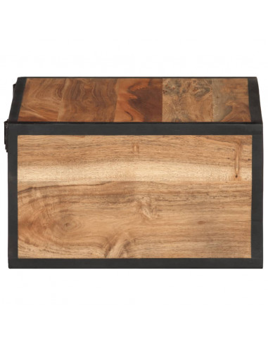 Comodino a Parete 35x35x20 cm in Legno Massello di Acacia