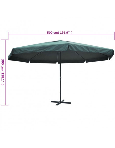 Ombrellone Verde in Alluminio 500 cm