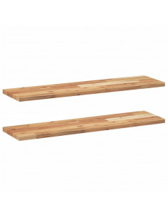 Mensole da Parete 2 pz 80x20x2 cm Legno Acacia Rifinito a Olio 2