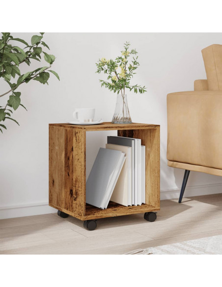 Mobiletto con Ruote Legno Antico 37x33x42,5 cm in Truciolato