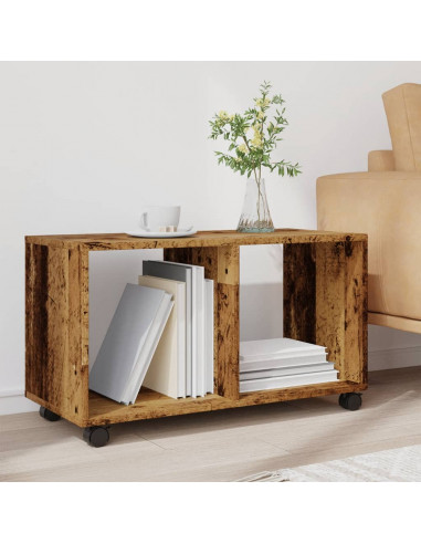 Mobiletto con Ruote Legno Antico 72x33x42,5 cm in Truciolato
