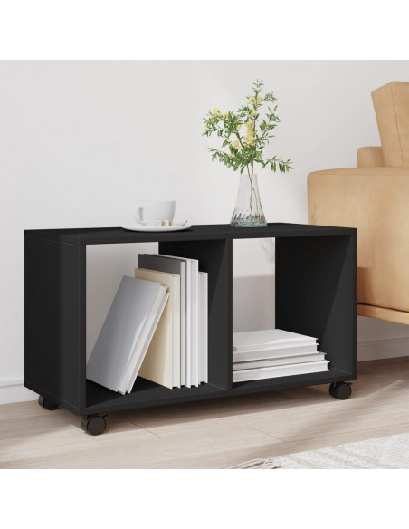 Mobiletto con Ruote Nero 72x33x42,5 cm in Truciolato