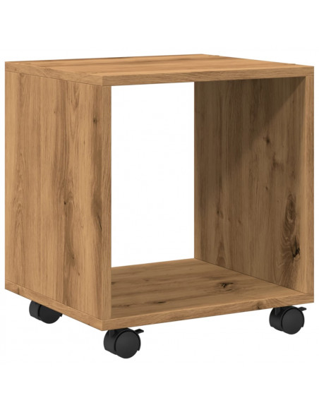 Mobiletto con Ruote Rovere Artigianale 37x33x42,5 cm Truciolato