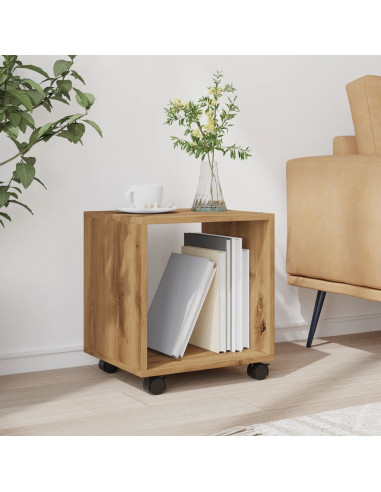 Mobiletto con Ruote Rovere Artigianale 37x33x42,5 cm Truciolato