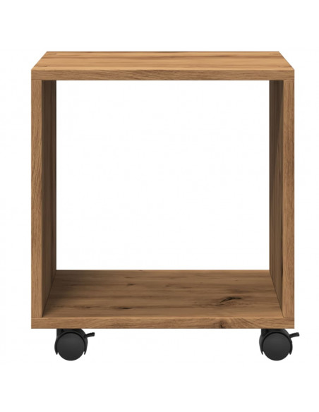 Mobiletto con Ruote Rovere Artigianale 37x33x42,5 cm Truciolato