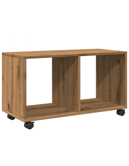 Mobiletto con Ruote Rovere Artigianale 72x33x42,5 cm Truciolato