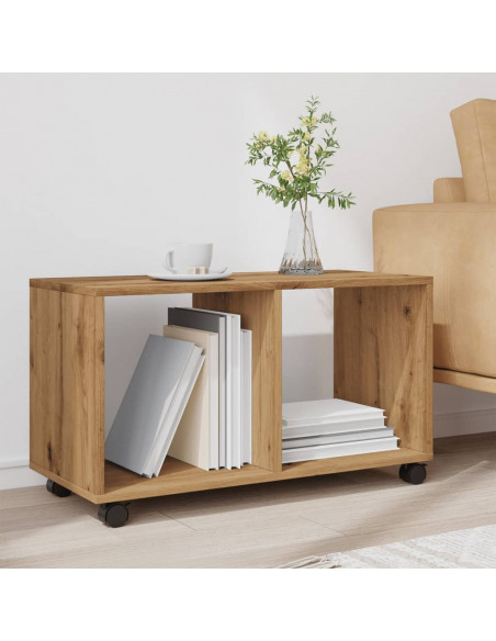 Mobiletto con Ruote Rovere Artigianale 72x33x42,5 cm Truciolato