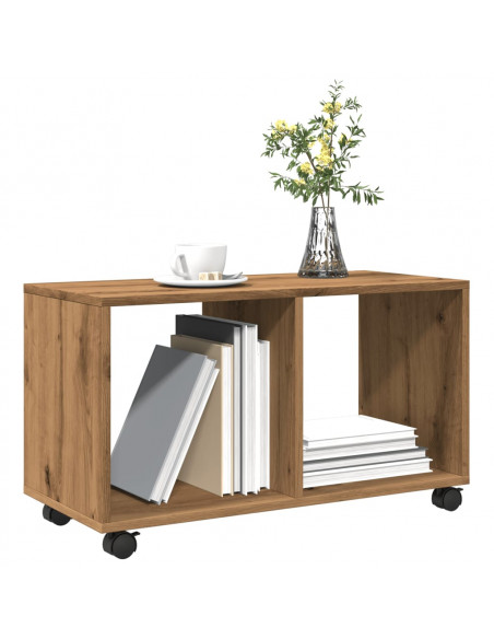 Mobiletto con Ruote Rovere Artigianale 72x33x42,5 cm Truciolato