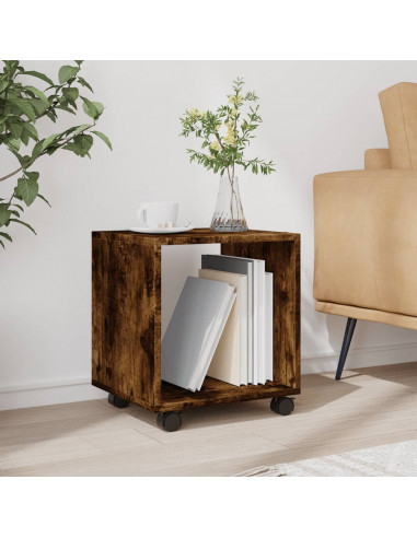 Mobiletto con Ruote Rovere Fumo 37x33x42,5 cm in Truciolato