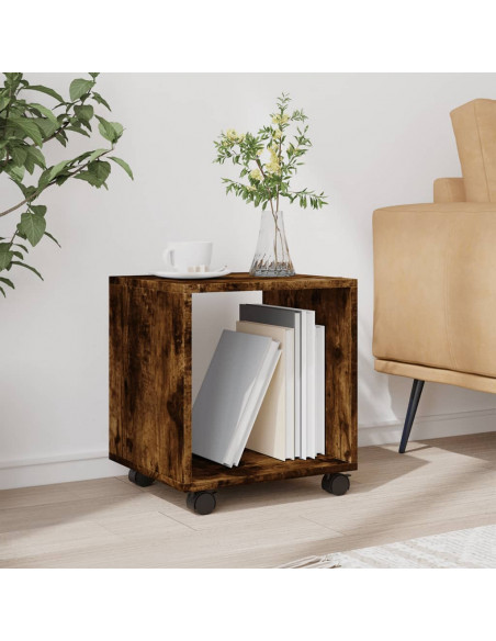 Mobiletto con Ruote Rovere Fumo 37x33x42,5 cm in Truciolato