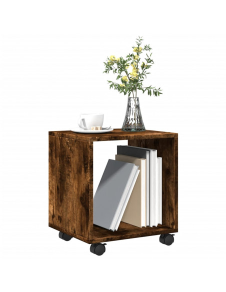 Mobiletto con Ruote Rovere Fumo 37x33x42,5 cm in Truciolato