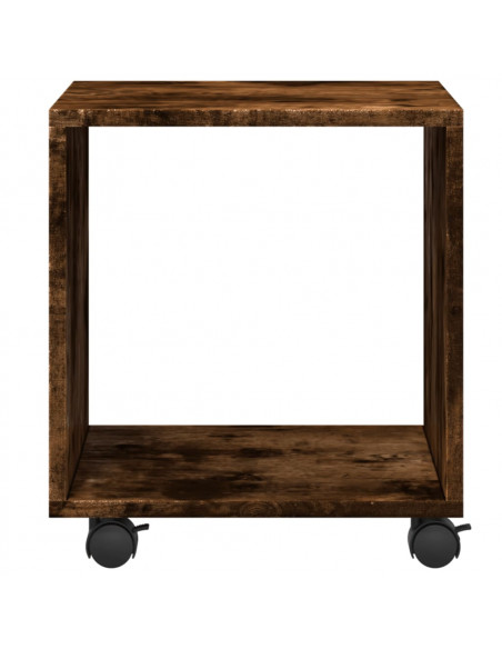Mobiletto con Ruote Rovere Fumo 37x33x42,5 cm in Truciolato