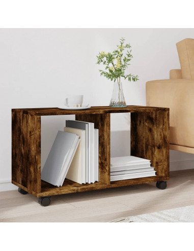 Mobiletto con Ruote Rovere Fumo 72x33x42,5 cm in Truciolato