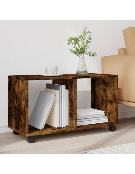 Mobiletto con Ruote Rovere Fumo 72x33x42,5 cm in Truciolato