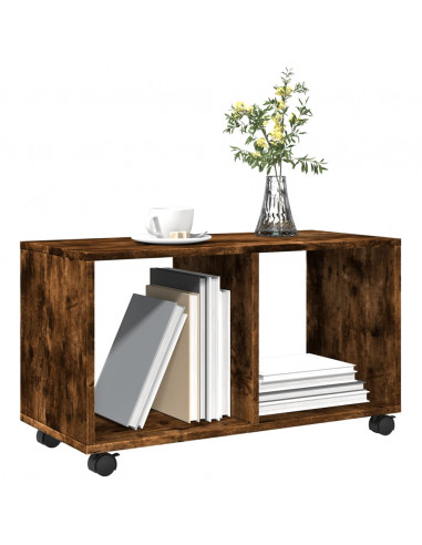 Mobiletto con Ruote Rovere Fumo 72x33x42,5 cm in Truciolato