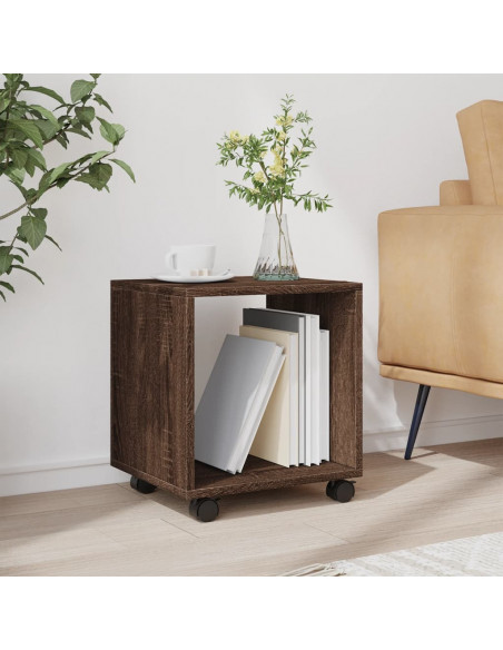 Mobiletto con Ruote Rovere Marrone 37x33x42,5 cm in Truciolato