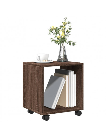 Mobiletto con Ruote Rovere Marrone 37x33x42,5 cm in Truciolato