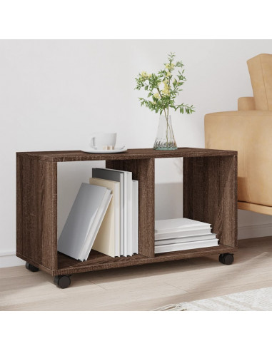 Mobiletto con Ruote Rovere Marrone 72x33x42,5 cm in Truciolato