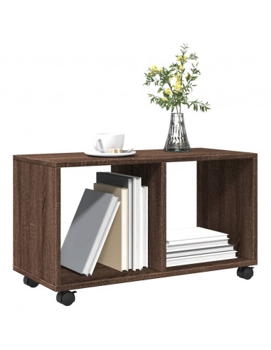 Mobiletto con Ruote Rovere Marrone 72x33x42,5 cm in Truciolato