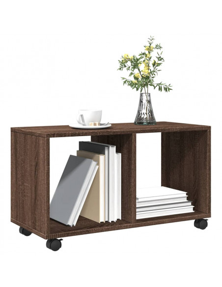 Mobiletto con Ruote Rovere Marrone 72x33x42,5 cm in Truciolato