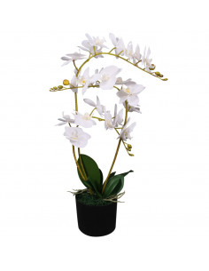 Orchidea Artificiale con Vaso 65 cm Bianca