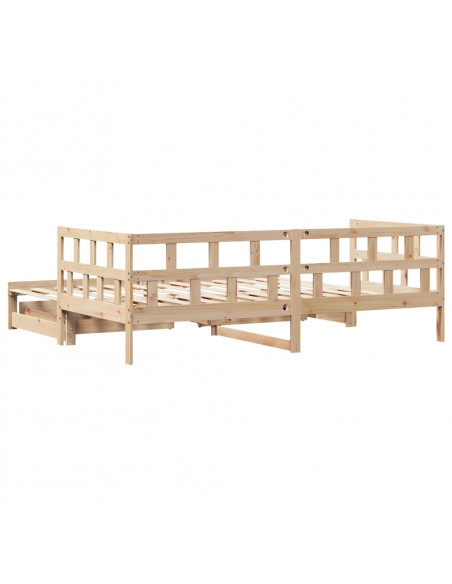Dormeuse con Letto Estraibile e Cassetti 90x200cm Massello Pino