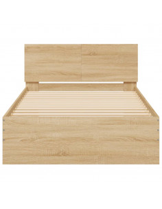 Giroletto con Testiera e LED Rovere Sonoma 100x200 cm 2