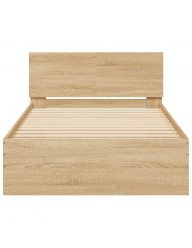 Giroletto con Testiera e LED Rovere Sonoma 100x200 cm