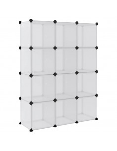 Organizzatore Portaoggetti con 12 Cubi e Ante Trasparenti in PP