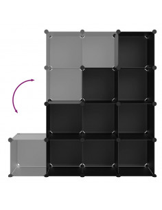 Organizzatore Portaoggetti con 12 Cubi Nero in PP