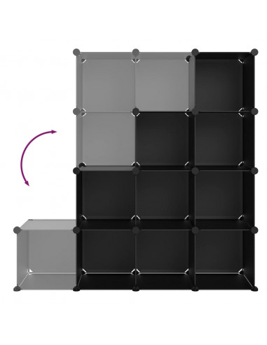 Organizzatore Portaoggetti con 12 Cubi Nero in PP